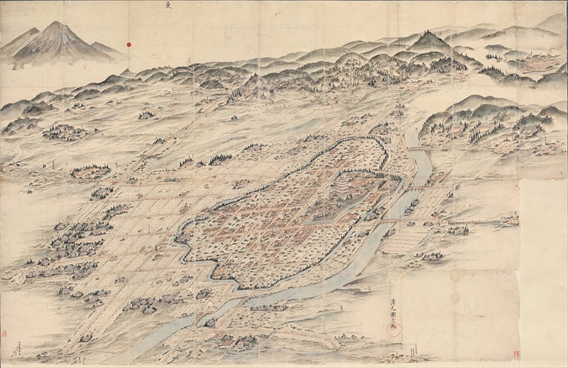 江戸時代後期の様子を描いた若松城下絵図
