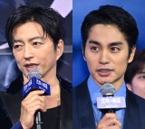 サンドイッチを“半分こ”した(左から）大沢たかお、中村蒼 （C）ORICON NewS inc.