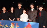 映画『俺ではない炎上』披露試写会に参加した（左から）山田篤宏監督、夏川結衣、阿部寛、芦田愛菜、藤原大祐、板倉俊之（インパルス） （C）ORICON NewS inc.