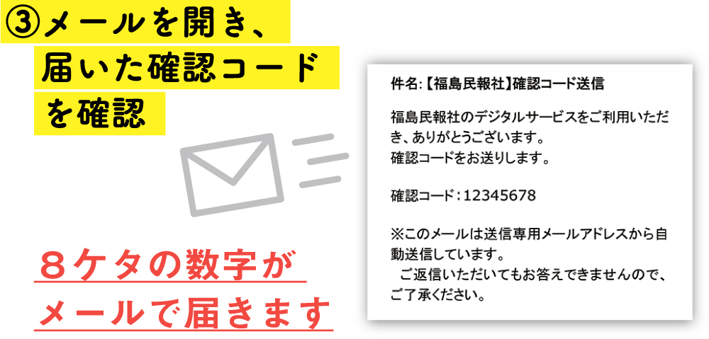 メールを開き、届いたパスコードを確認